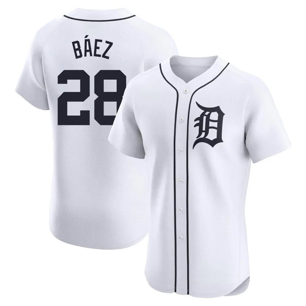 CAdoa D.Tigers #28 Javier B¡§¡éez Player White Limited Elite Home Stitched Jerseys