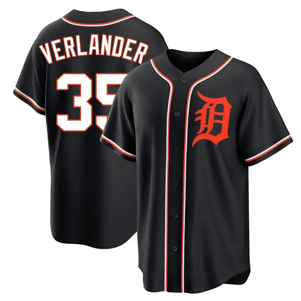CAdoa D.Tigers #35 Justin Verlander Player Black Fashion Out Home Game Stitched Jerseys