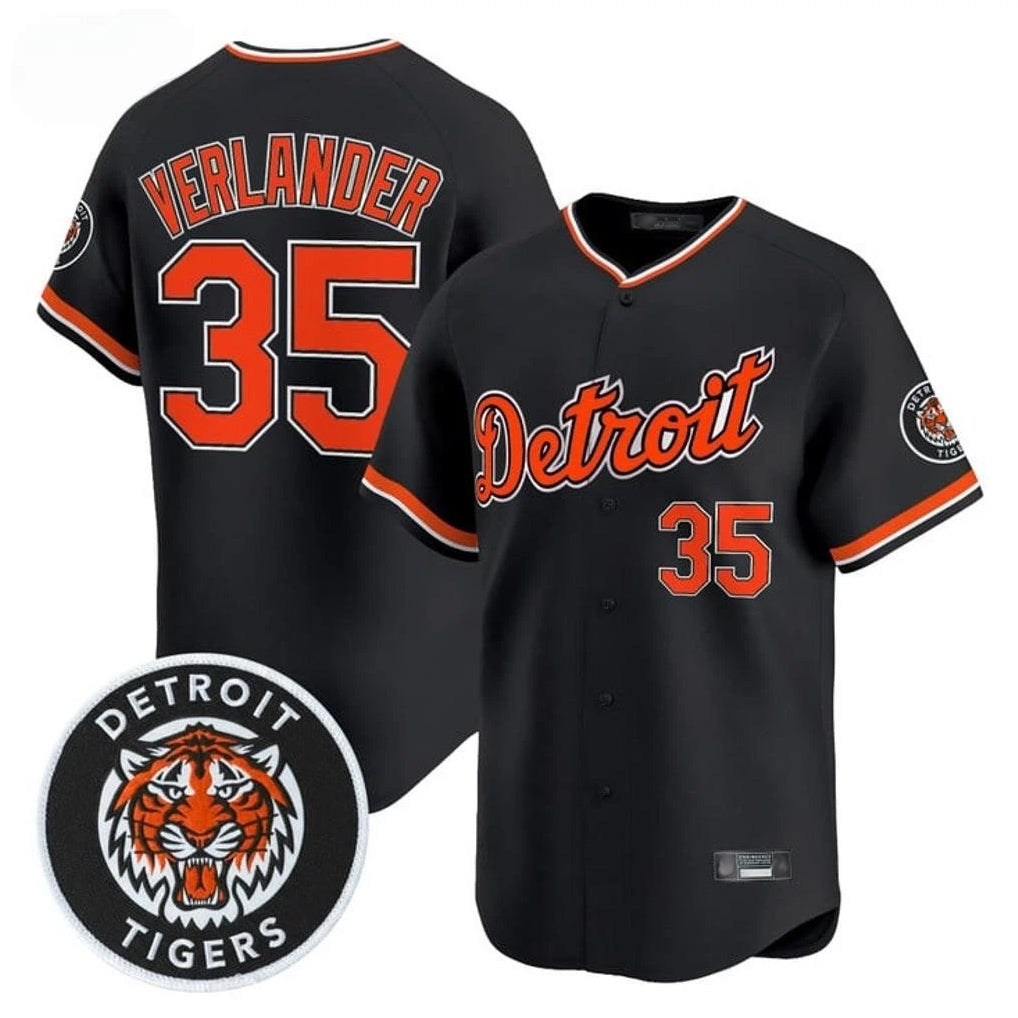 CAdoa D.Tigers #35 Justin Verlander Player Black Limited Home Stitched Jerseys