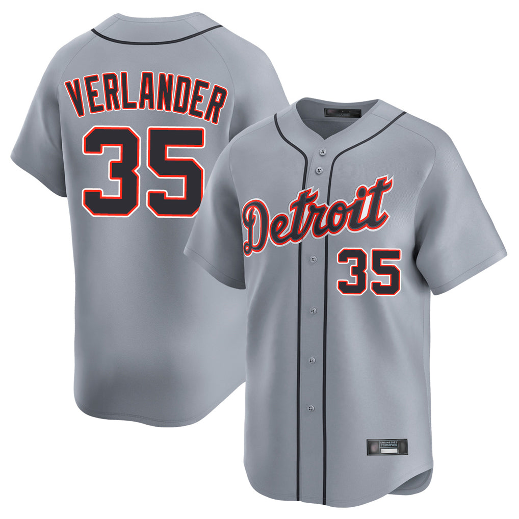 CAdoa D.Tigers #35 Justin Verlander Player Gray Home Limited Stitched Jerseys