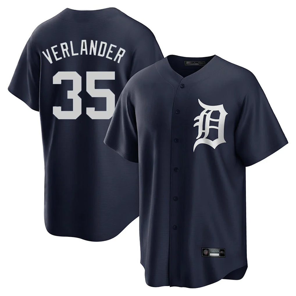 CAdoa D.Tigers #35 Justin Verlander Player Navy Game Home Stitched Jerseys