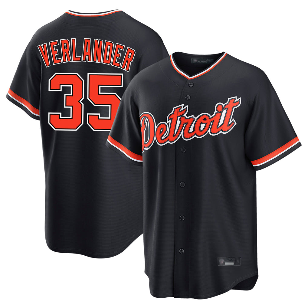CAdoa D.Tigers #35 Justin Verlander Player Navy Home Game Stitched Jerseys
