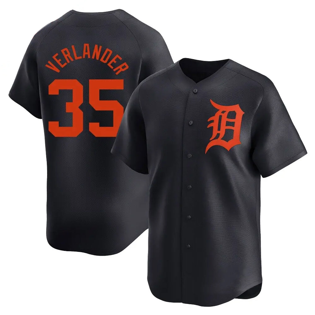 CAdoa D.Tigers #35 Justin Verlander Player Navy Home Limited Stitched Jerseys