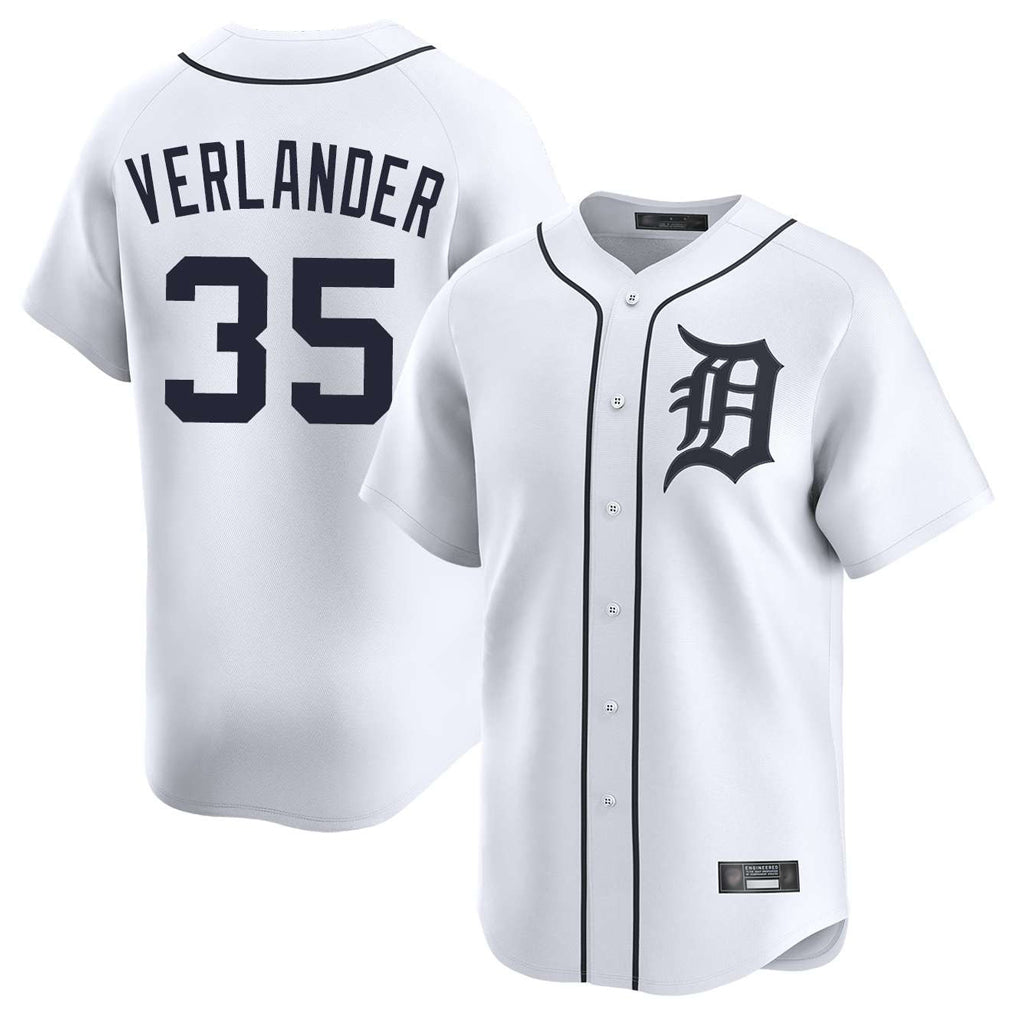 CAdoa D.Tigers #35 Justin Verlander Player White Home Limited Stitched Jerseys