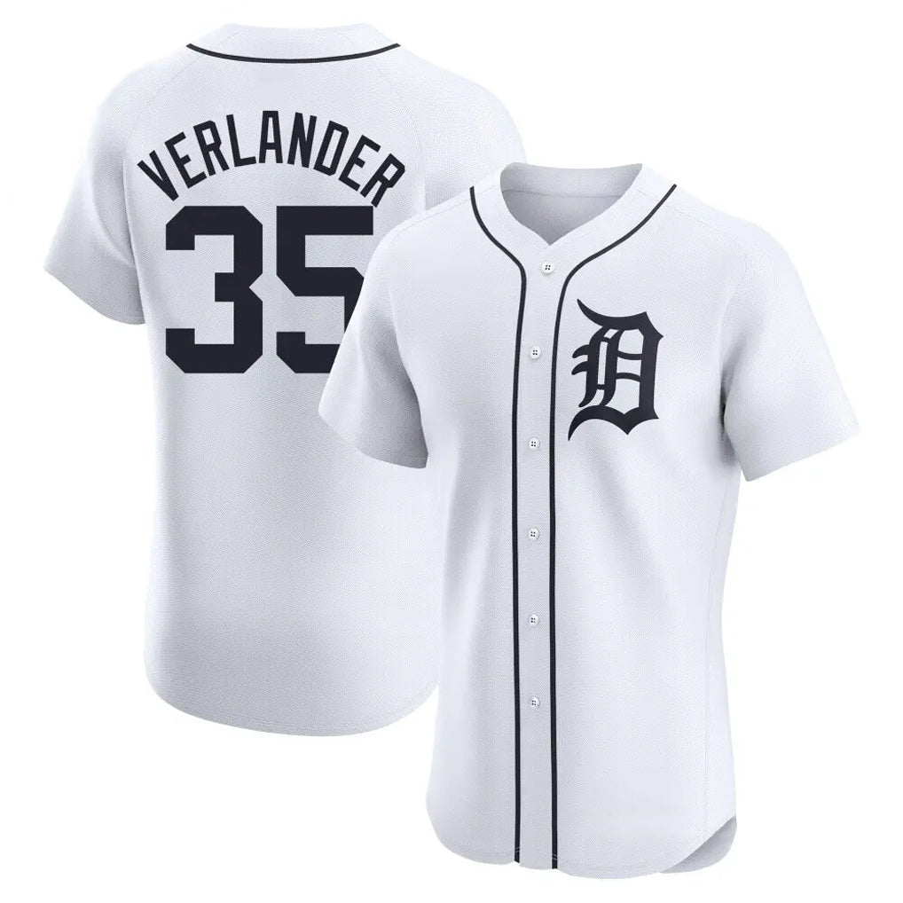 CAdoa D.Tigers #35 Justin Verlander Player White Limited Elite Home Stitched Jerseys