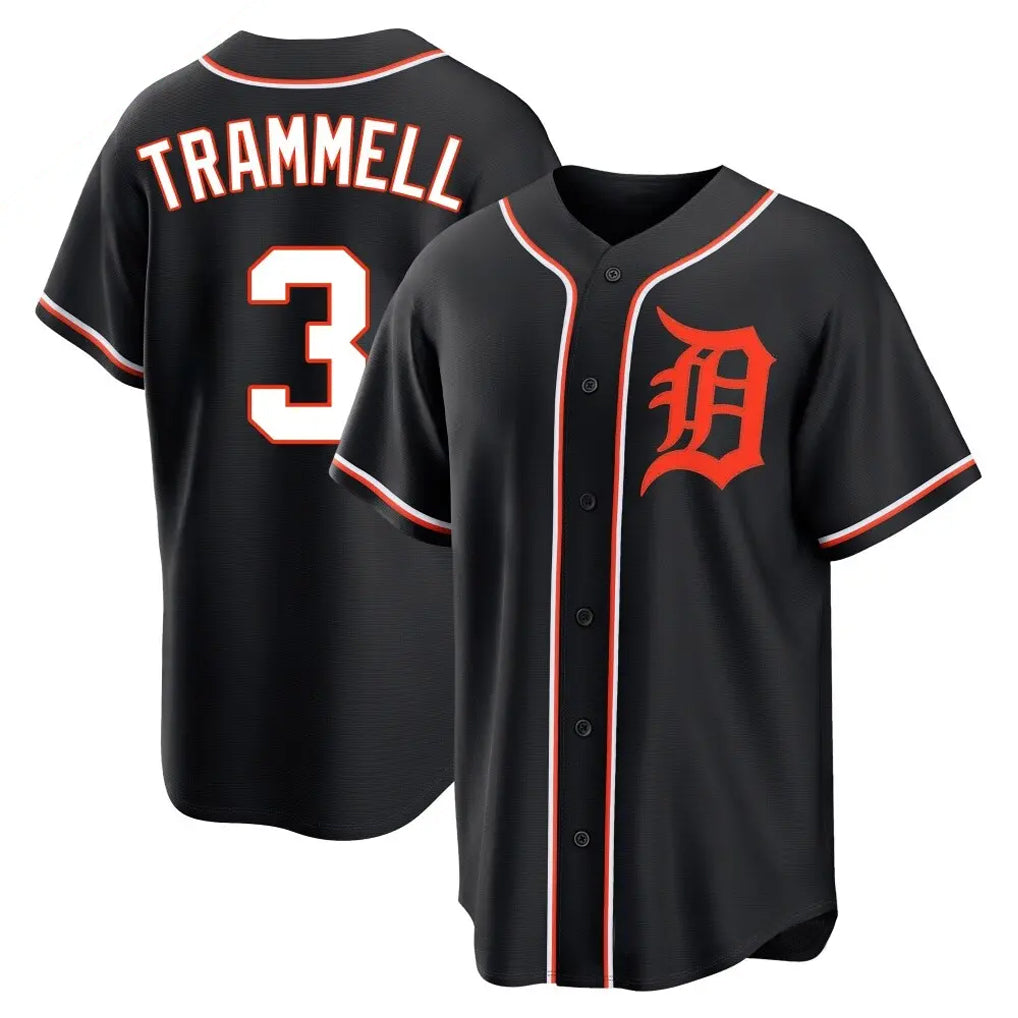 CAdoa D.Tigers #3 Alan Trammell Player Black Fashion Out Home Game Stitched Jerseys
