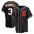 CAdoa D.Tigers #3 Alan Trammell Player Black Fashion Out Home Game Stitched Jerseys
