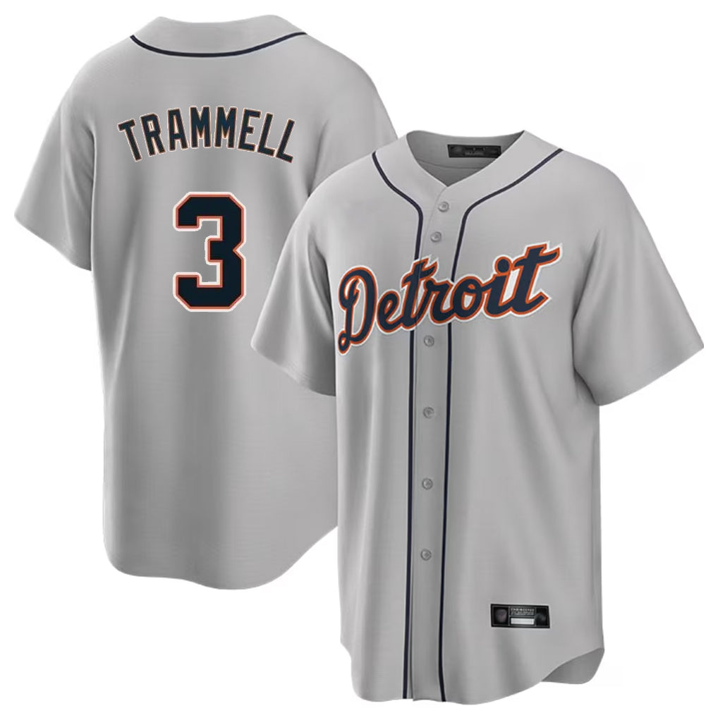 CAdoa D.Tigers #3 Alan Trammell Player Gray Home Game Stitched Jerseys