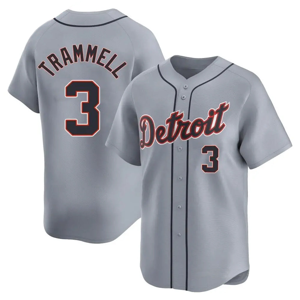 CAdoa D.Tigers #3 Alan Trammell Player Gray Home Limited Stitched Jerseys