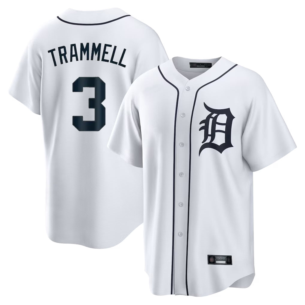 CAdoa D.Tigers #3 Alan Trammell Player White Home Game Stitched Jerseys