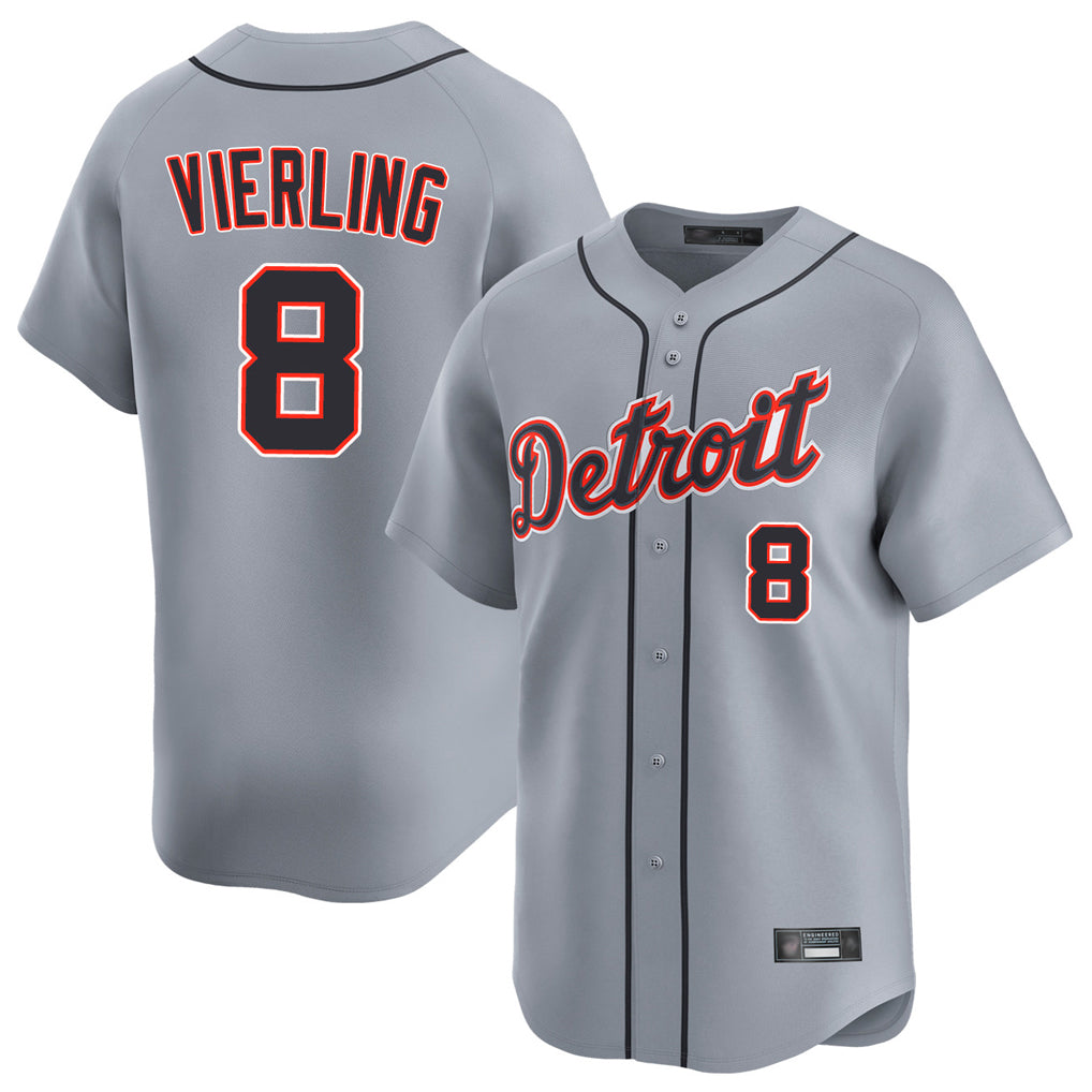 CAdoa D.Tigers #8 Matt Vierling Player Gray Home Limited Stitched Jerseys