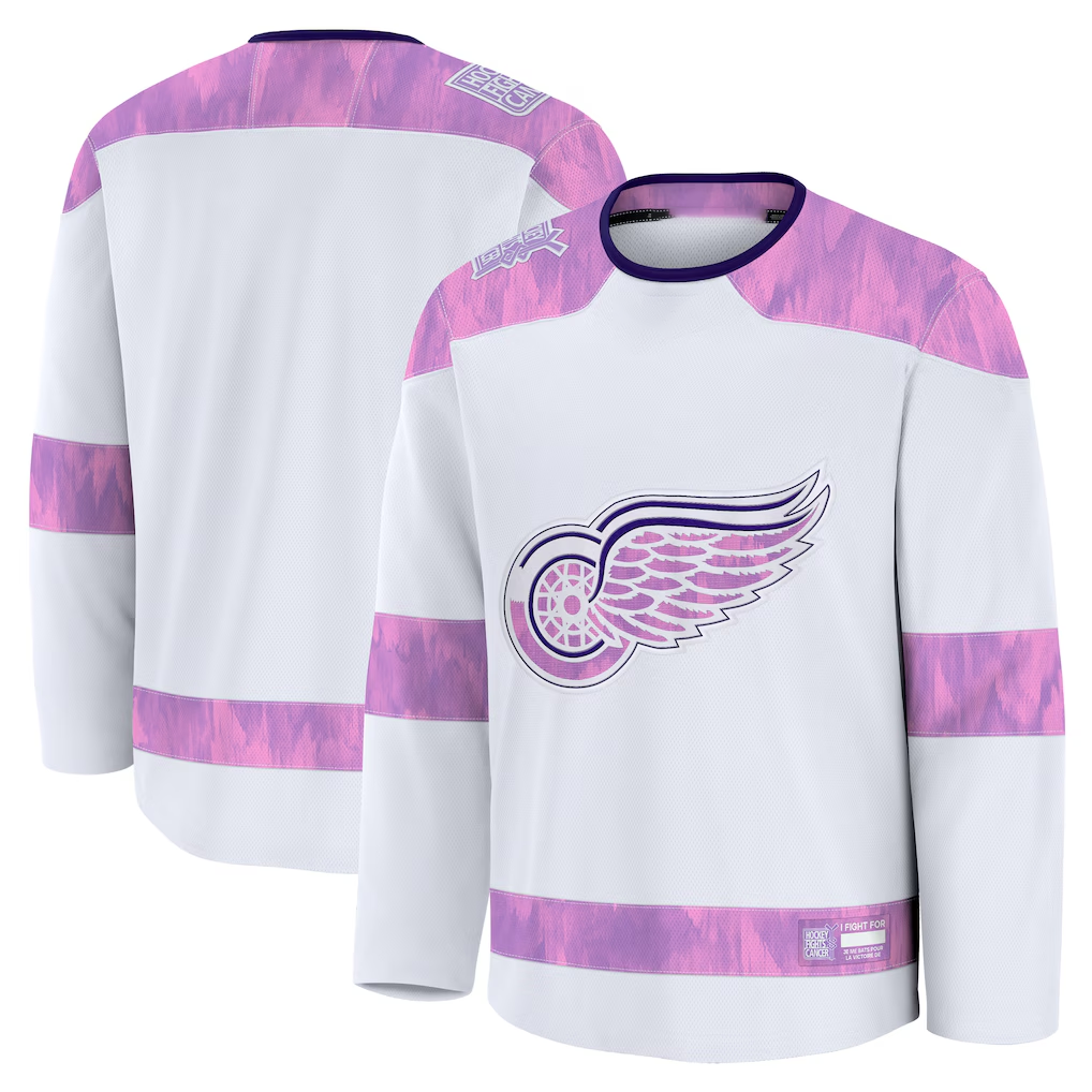 CAdoa D.Red wings White 2024 Hockey Fights Cancer Practice Jerseys