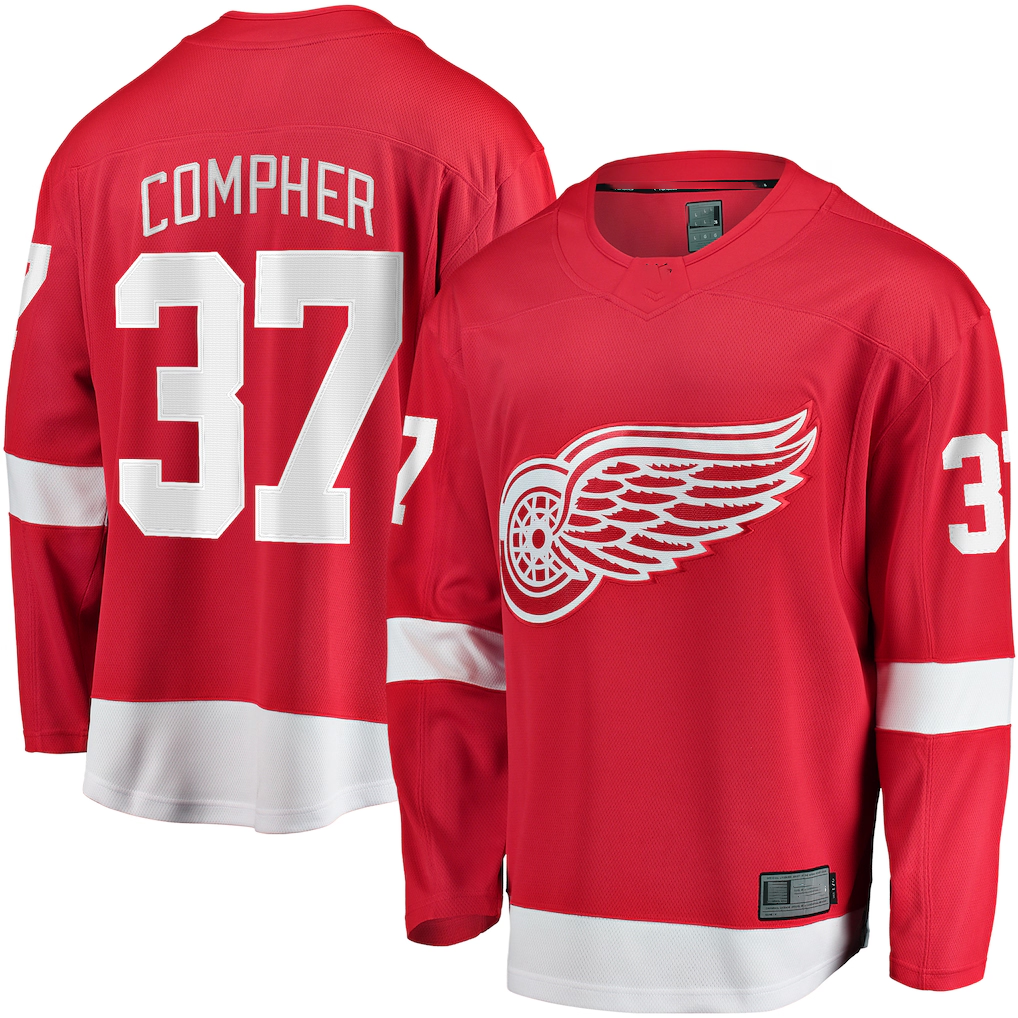CAdoa D.Red wings #37 J.T. Compher Red Home Breakaway Jersey