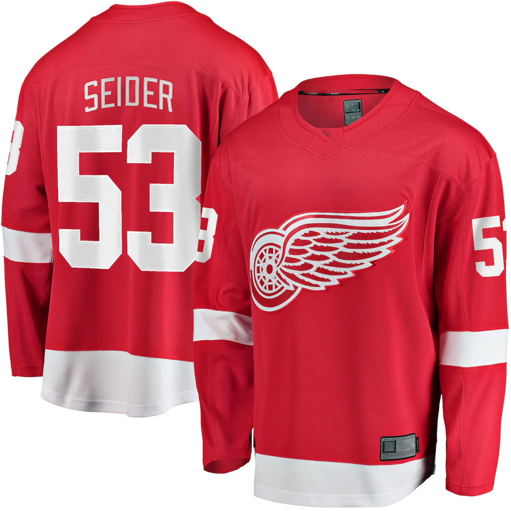 CAdoa D.Red wings #53 Moritz Seider Red Home Breakaway Player Jerseys