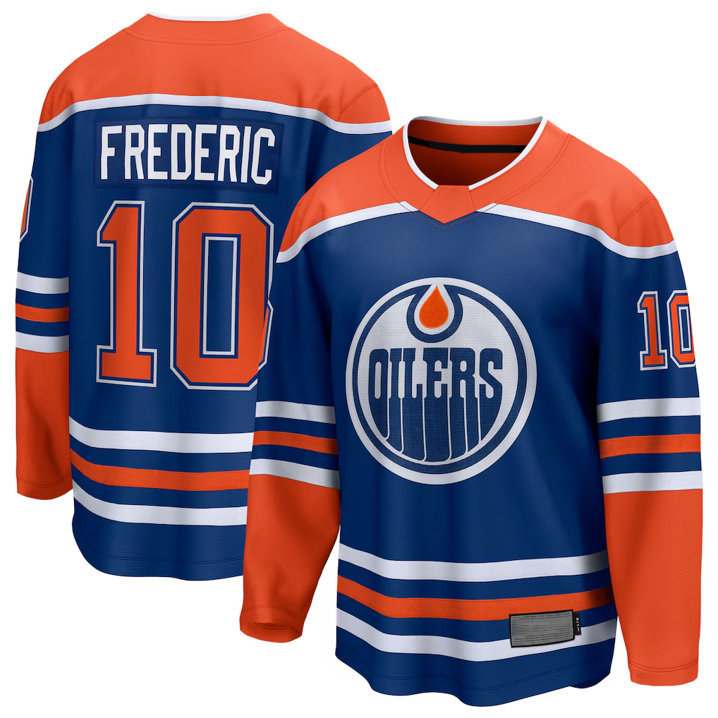 CAdoa E.Oilers #10 Trent Frederic Royal Home Breakaway Jerseys