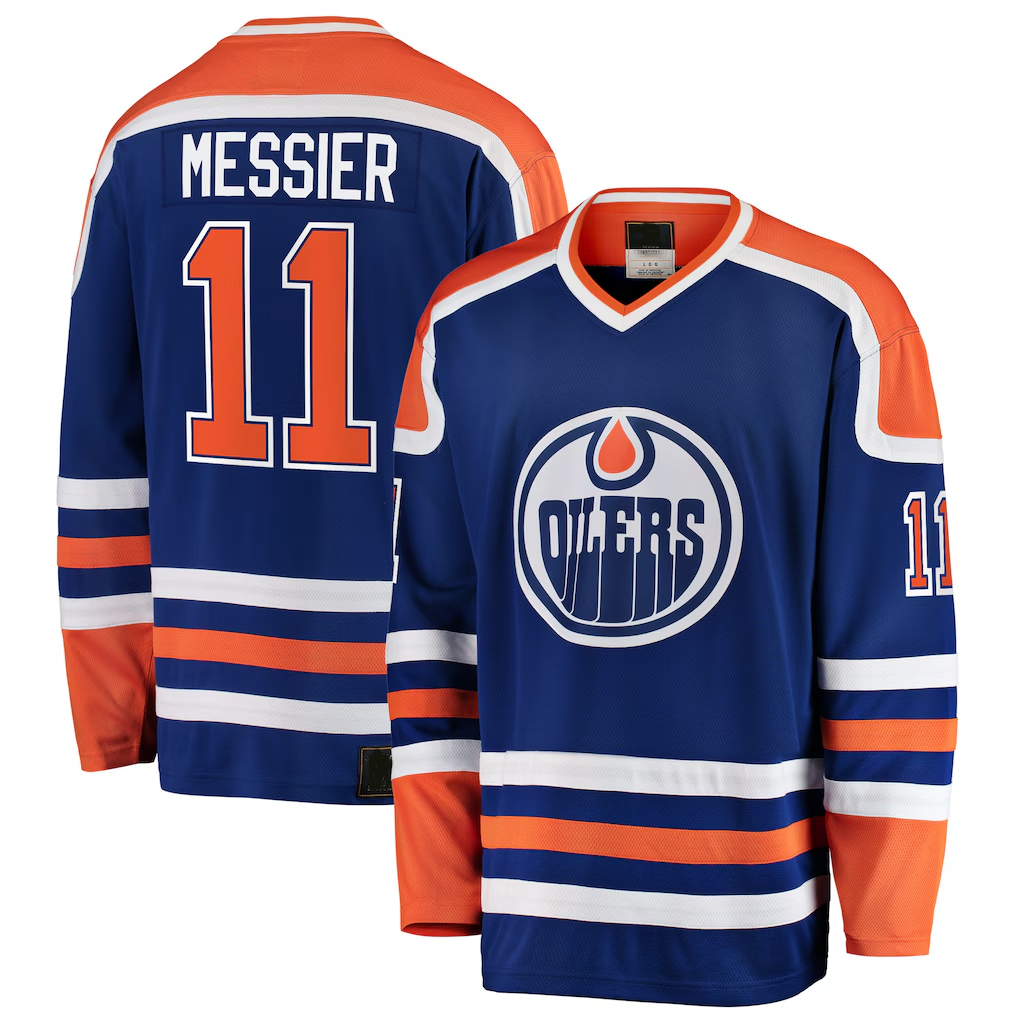 CAdoa E.Oilers #11 Mark Messier Blue Premier Breakaway Retired Player Jerseys