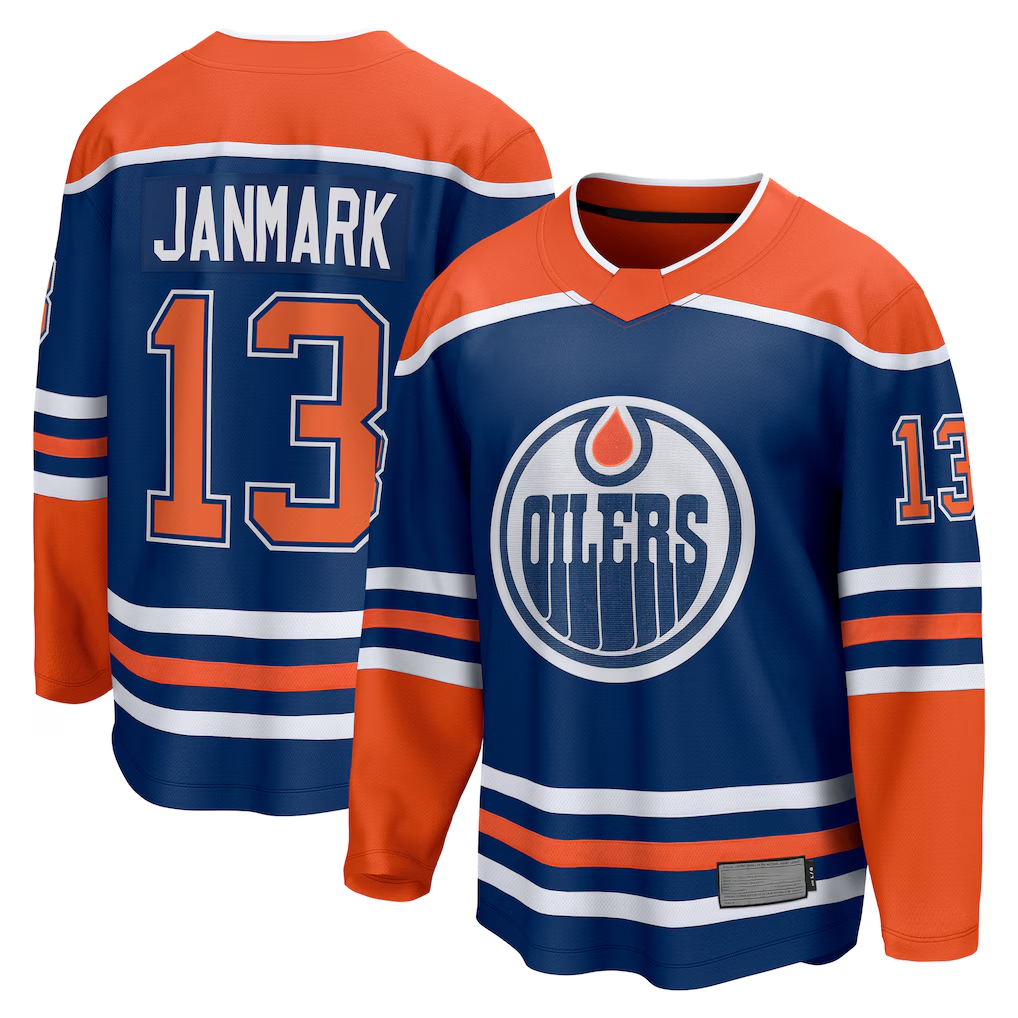 CAdoa E.Oilers #13 Mattias Janmark Royal Home Breakaway Jerseys