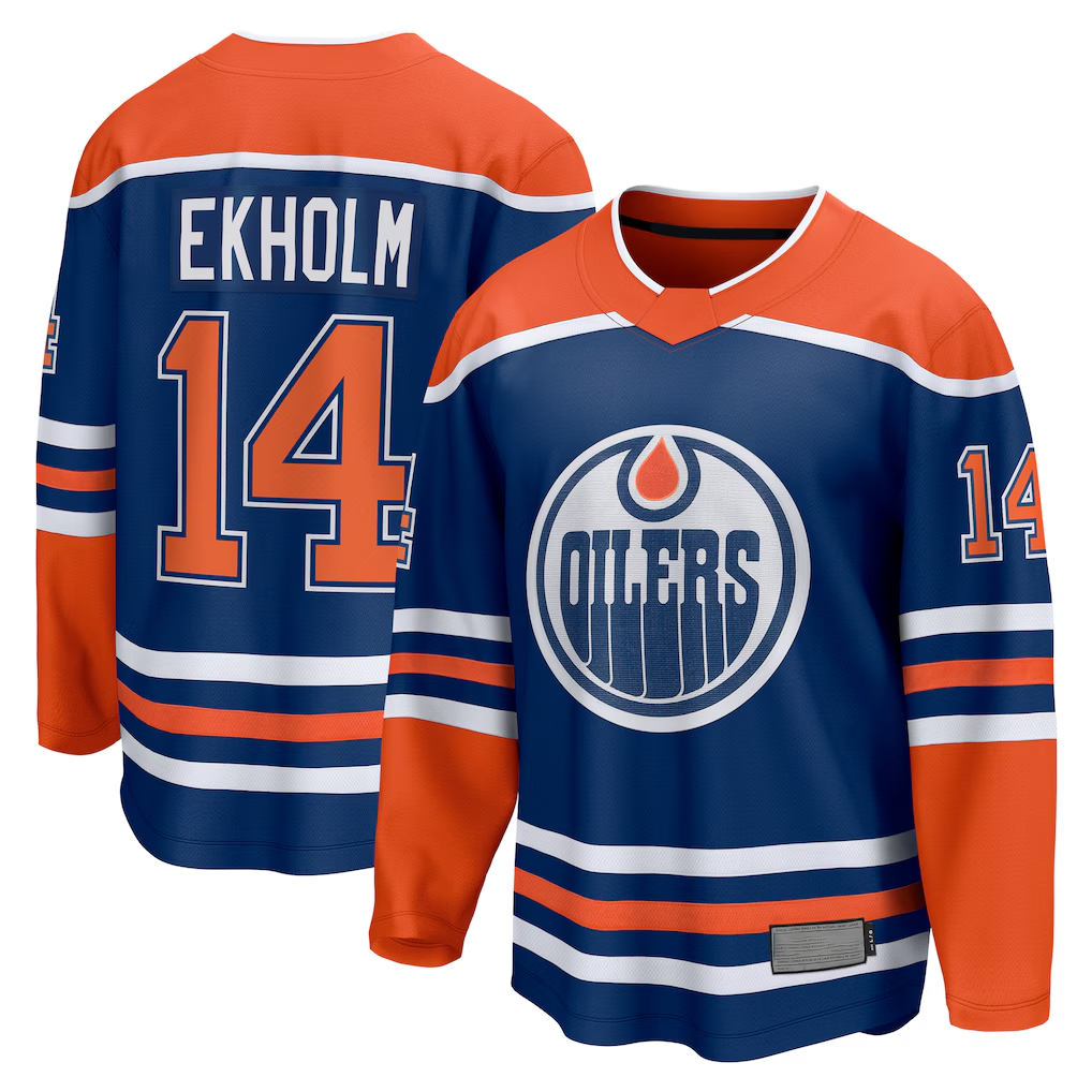 CAdoa E.Oilers #14 Mattias Ekholm Royal Home Breakaway Jerseys