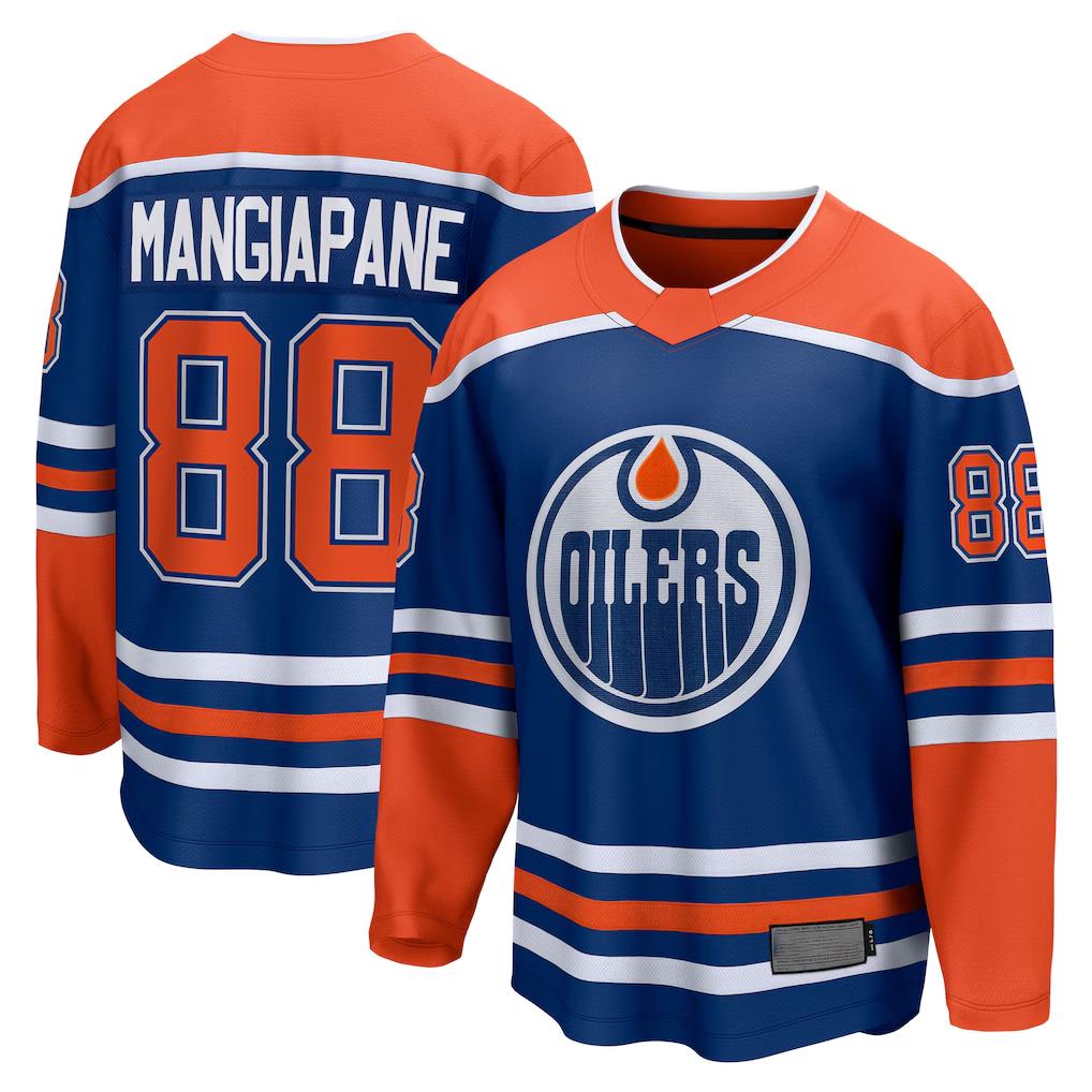 CAdoa E.Oilers #88 Andrew Mangiapane Royal Home Breakaway Jerseys