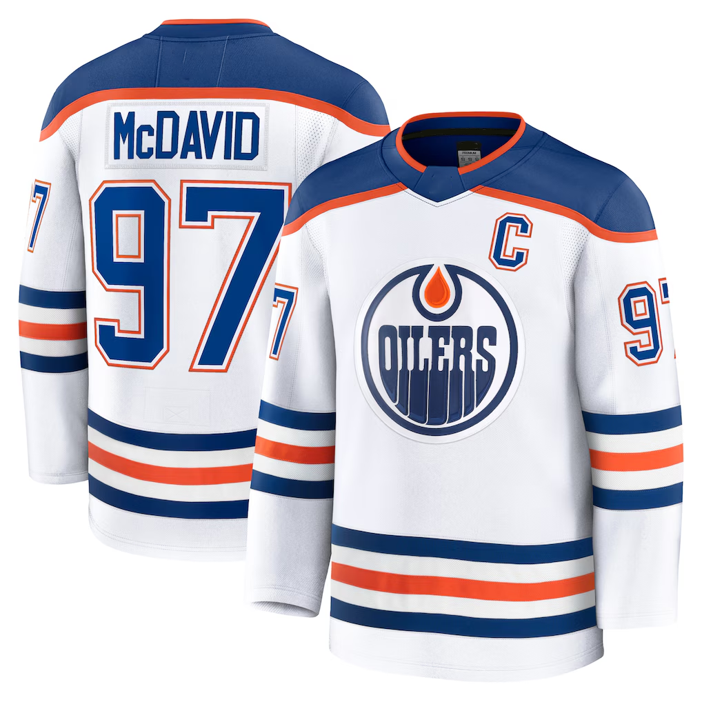 CAdoa E.Oilers #97 Connor McDavid White Away Premium Jerseys