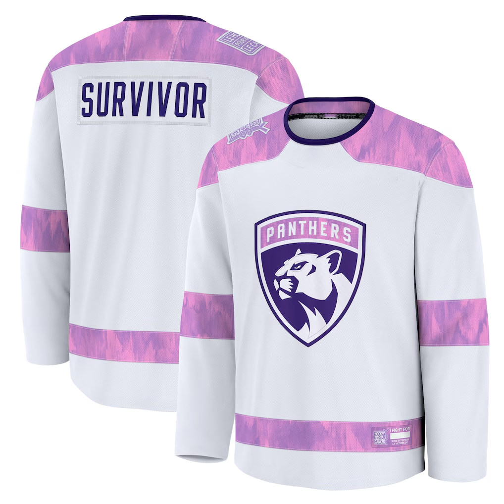 CAdoa F.Panthers White Hockey Fights Cancer Survivor Practice Jerseys