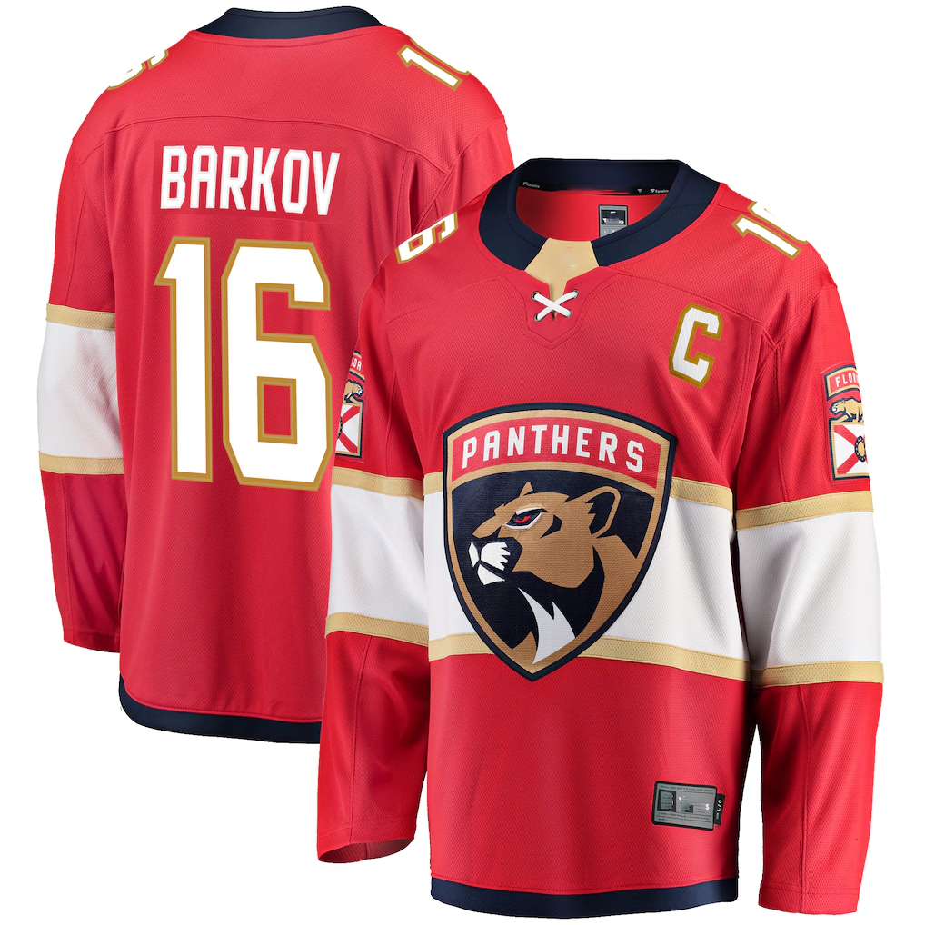 CAdoa F.Panthers #16 Aleksander Barkov Red Captain Patch Home Breakaway Jerseys