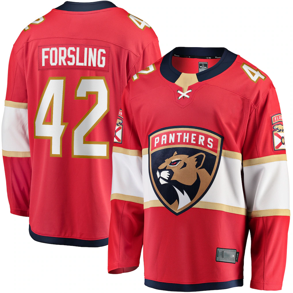 CAdoa F.Panthers #42 Gustav Forsling Red Home Breakaway Player Jerseys