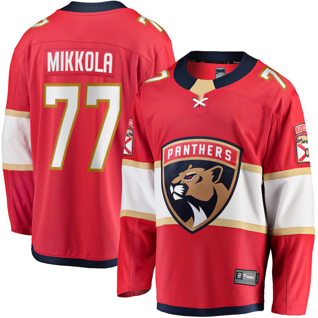 CAdoa F.Panthers #77 Niko Mikkola Red Premier Breakaway Player Jerseys