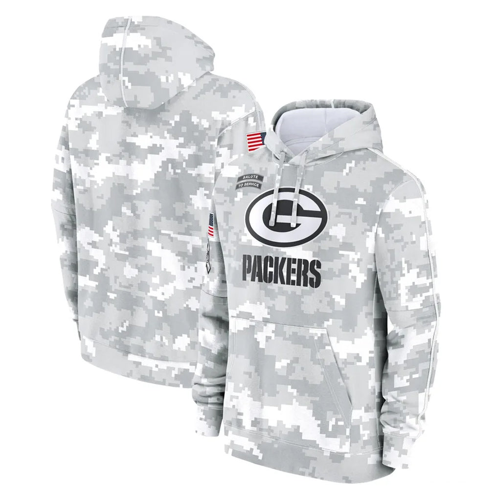 CAdoa GB.Packers Arctic Camo Salute to Service Hoodies Limited Game Blank Player Stitched Jerseys