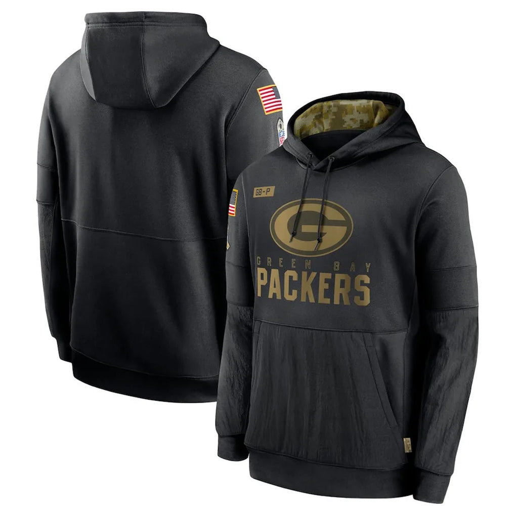CAdoa GB.Packers Black Salute to Service Hoodies Limited Game Blank Player Stitched Jerseys