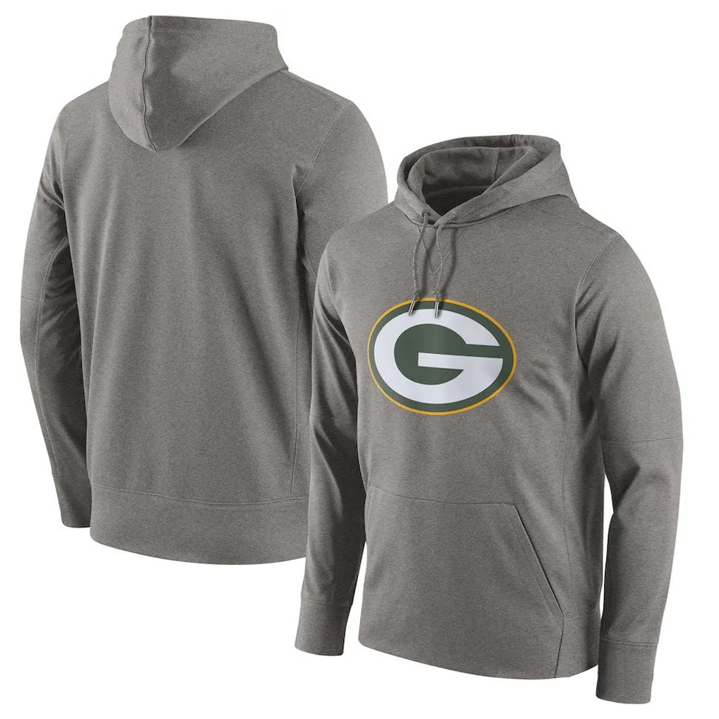 CAdoa GB.Packers Gray Circuit Logo Pullover Hoodies Limited Game Blank Player Stitched Jerseys