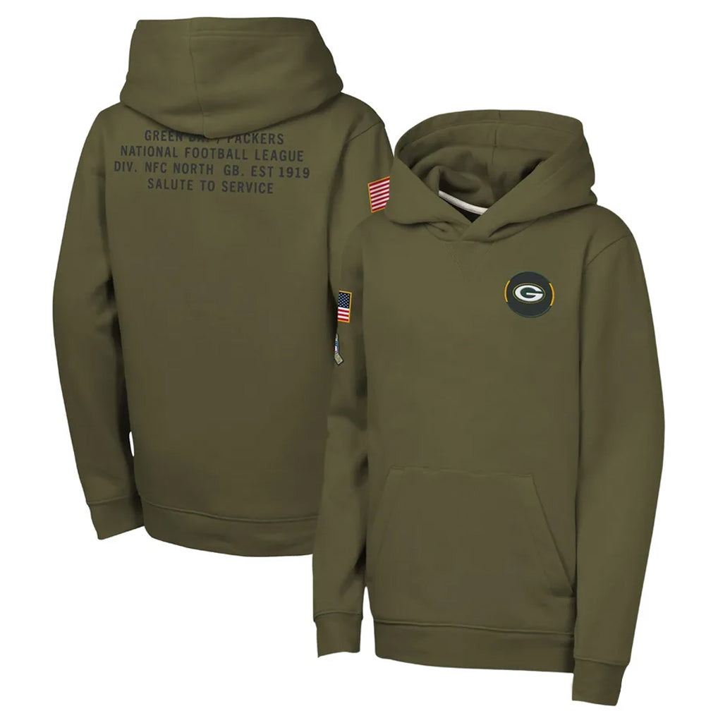 CAdoa GB.Packers Olive Salute to Service Pullover Hoodies Limited Blank Player Stitched Jerseys