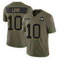 CAdoa GB.Packers #10 Jordan Love Player Olive 2025 Salute To Service Limited Home Game Stitched Jerseys