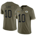 CAdoa GB.Packers #10 Jordan Love Player Salute To Service Olive Stitched Jerseys