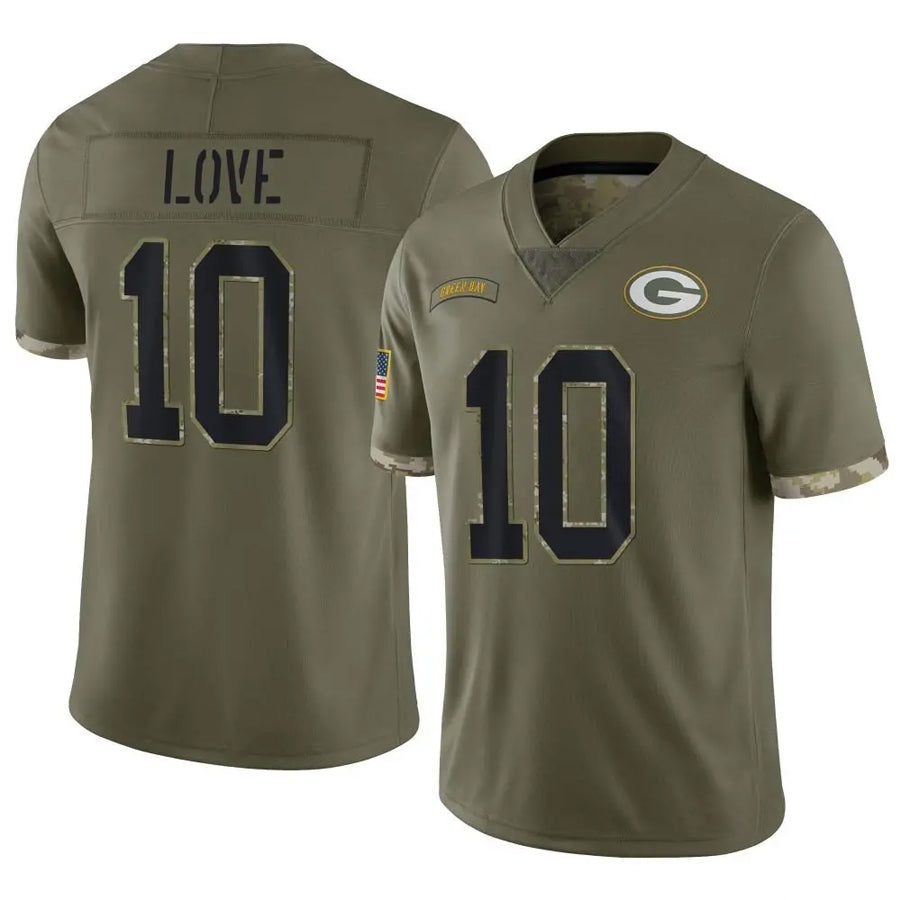 CAdoa GB.Packers #10 Jordan Love Player Salute To Service Olive Stitched Jerseys