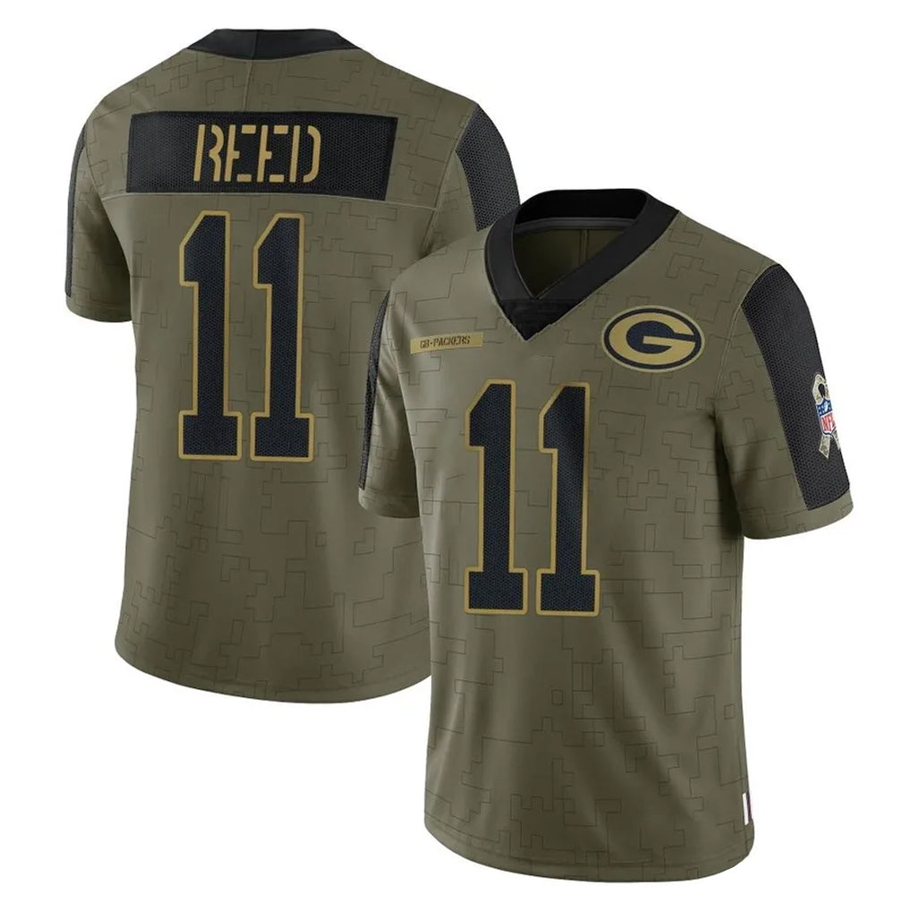 CAdoa GB.Packers #11 Jayden Reed Player Olive Salute To Service Limited Game Stitched Jerseys