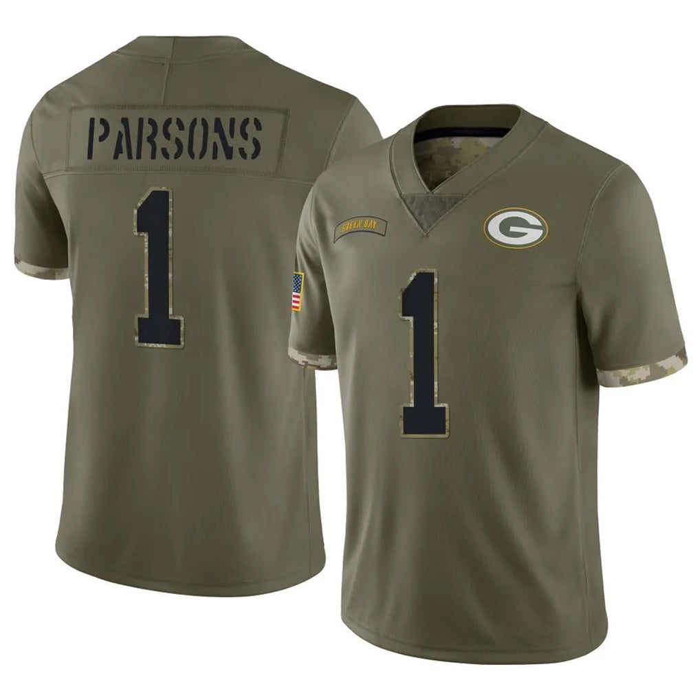 CAdoa GB.Packers #1 Micah Parsons Player Olive Salute To Service Limited Stitched Jerseys
