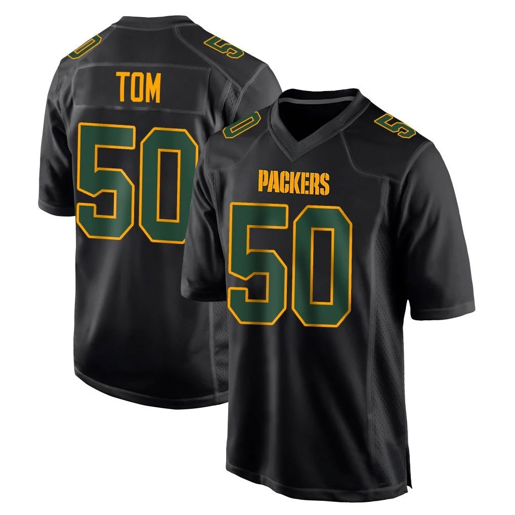 CAdoa GB.Packers #50 Zach Tom Player Black Fashion Home Game Stitched Jerseys