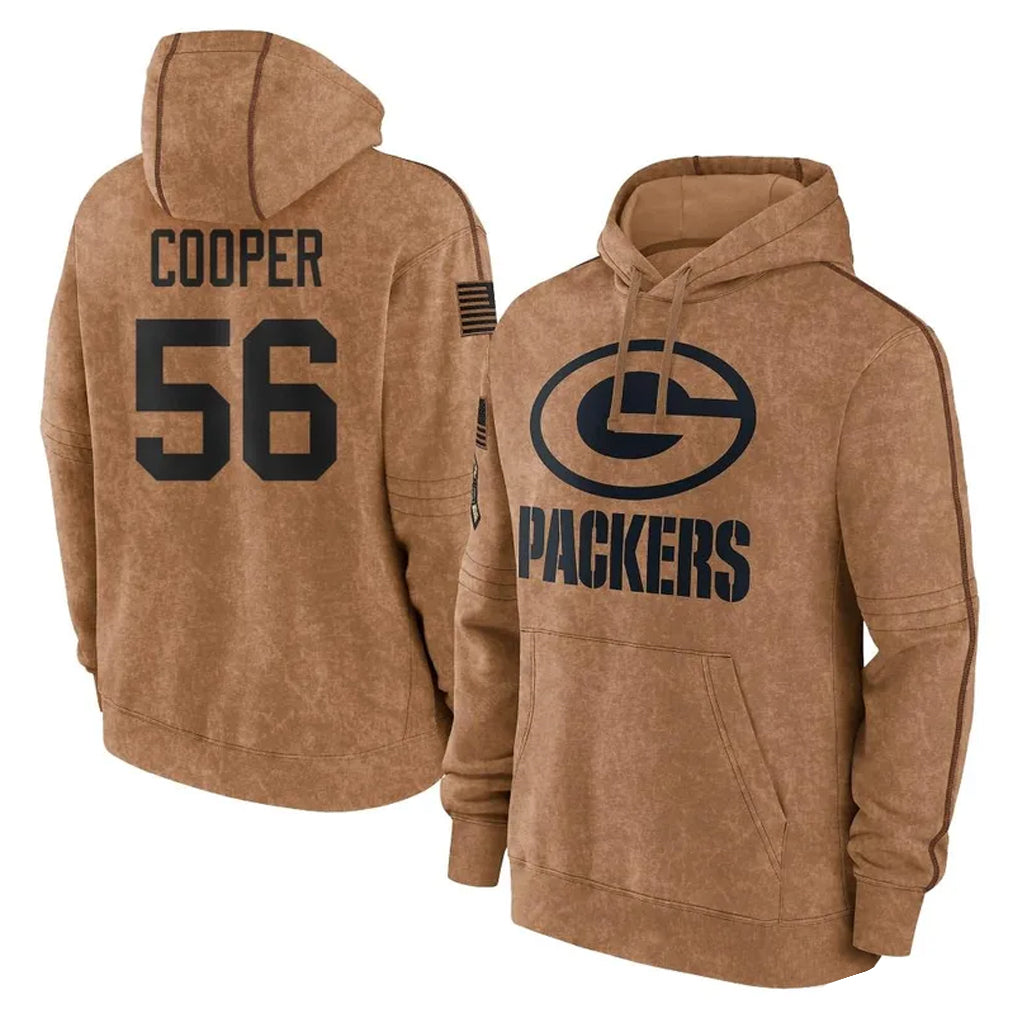 CAdoa GB.Packers #56 Edgerrin Cooper Player Brown Salute to Service Hoodies Limited Game Stitched Jerseys