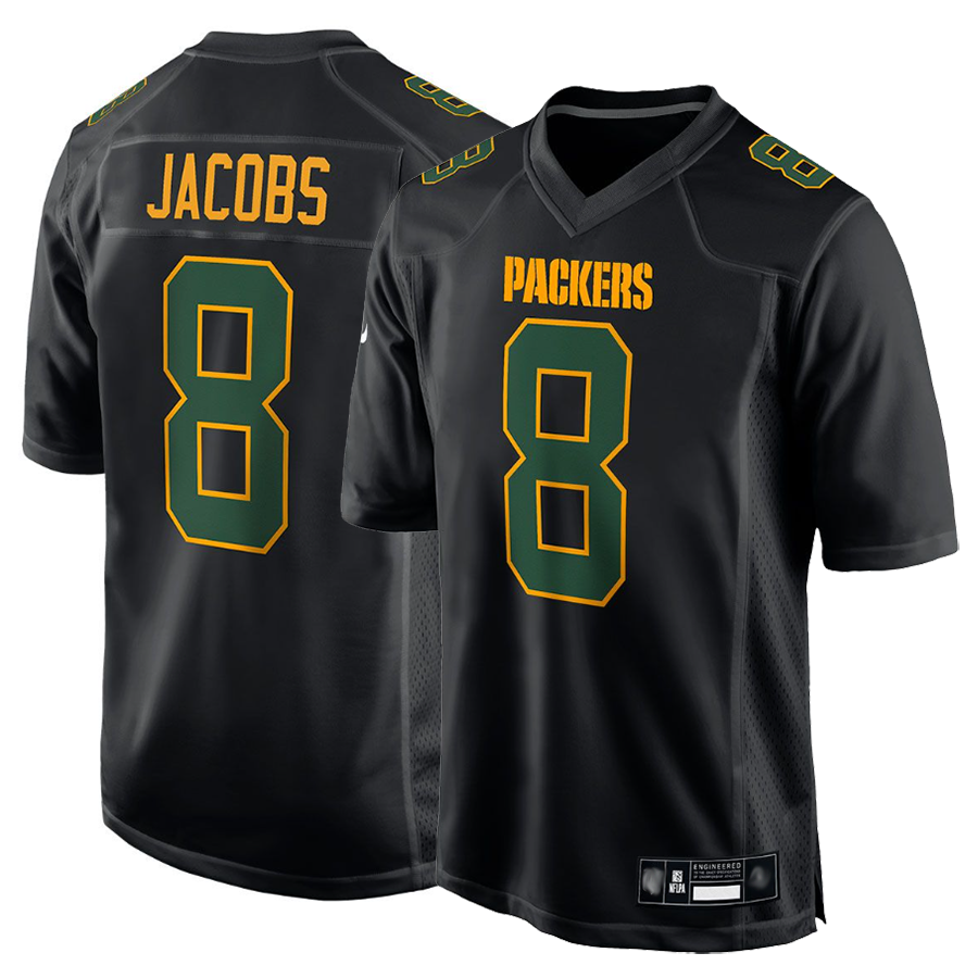 CAdoa GB.Packers #8 Josh Jacobs Player Black Fashion Game Stitched Jerseys