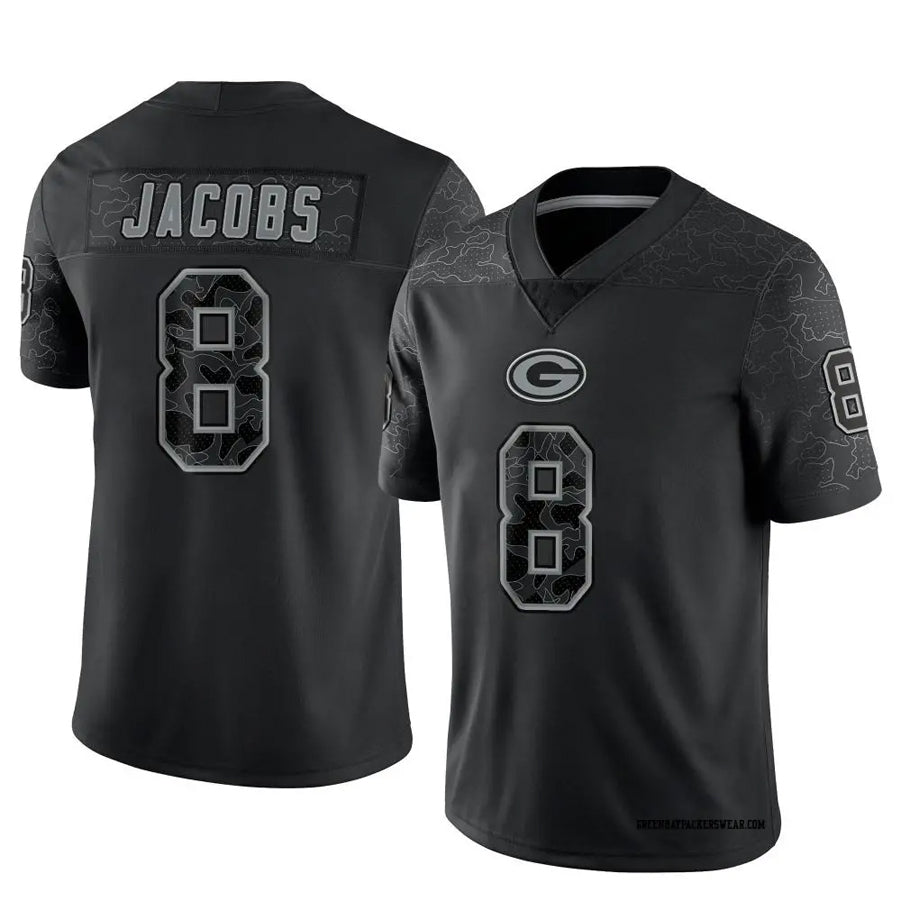 CAdoa GB.Packers #8 Josh Jacobs Player Black RFLCTV Limited Stitched Jerseys
