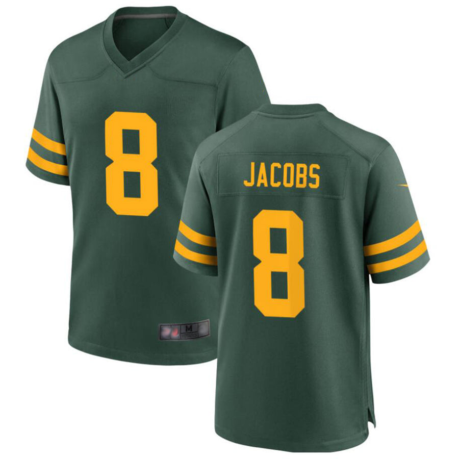 CAdoa GB.Packers #8 Josh Jacobs Player Green Home Replica Stitched Jerseys