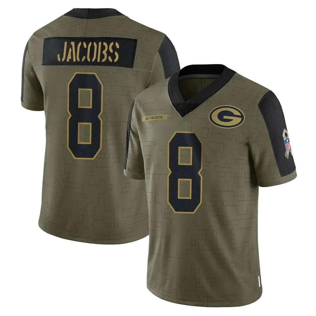 CAdoa GB.Packers #8 Josh Jacobs Player Olive Salute To Service Limited Game Stitched Jerseys