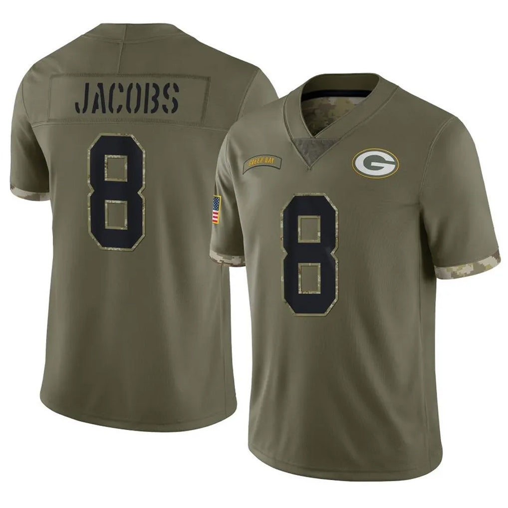 CAdoa GB.Packers #8 Josh Jacobs Player Olive Salute To Service Limited Stitched Jerseys