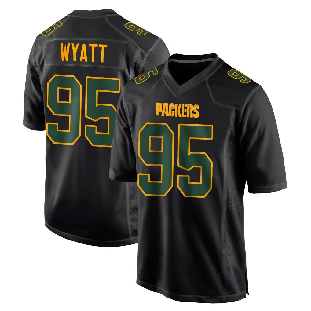 CAdoa GB.Packers #95 Devonte Wyatt Player Black Fashion Home Game Stitched Jerseys