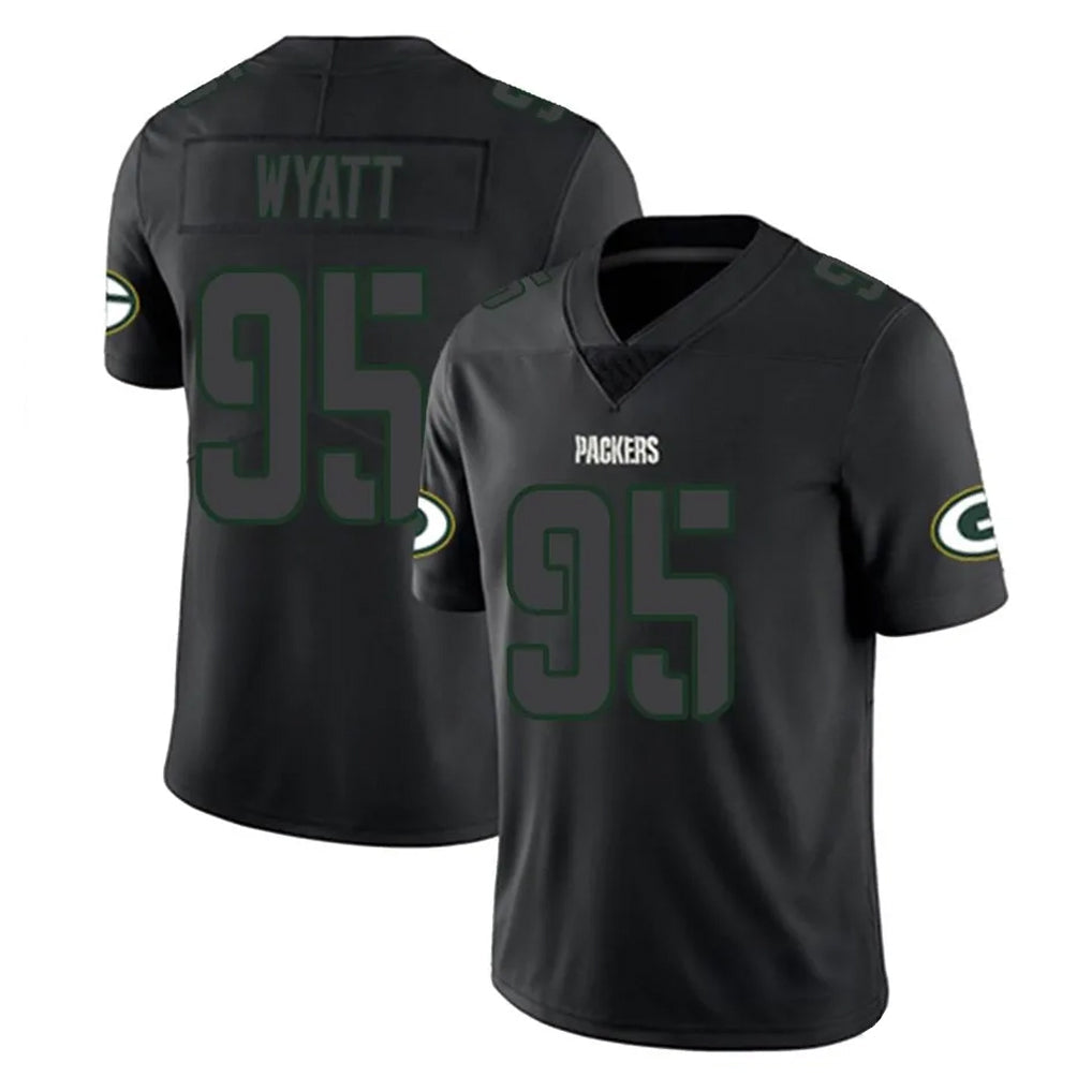 CAdoa GB.Packers #95 Devonte Wyatt Player Black Impact Limited Home Game Stitched Jerseys