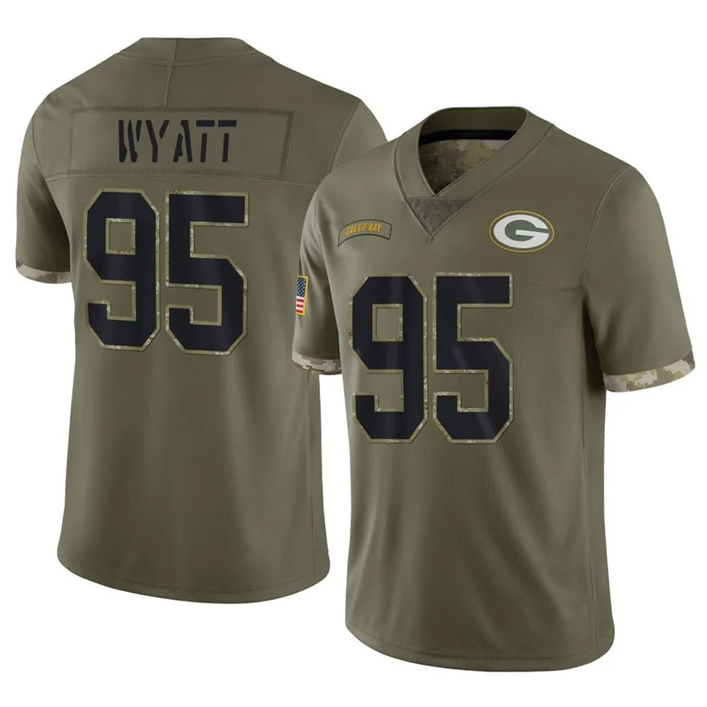 CAdoa GB.Packers #95 Devonte Wyatt Player Olive Salute To Service Limited Stitched Jerseys