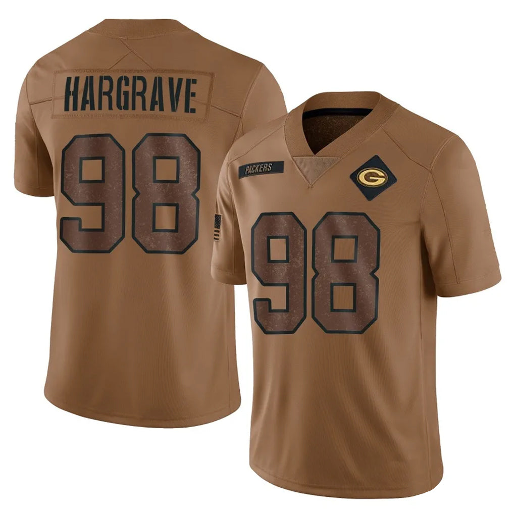 CAdoa GB.Packers #98 Javon Hargrave Player Brown Salute To Service Limited Stitched Jerseys