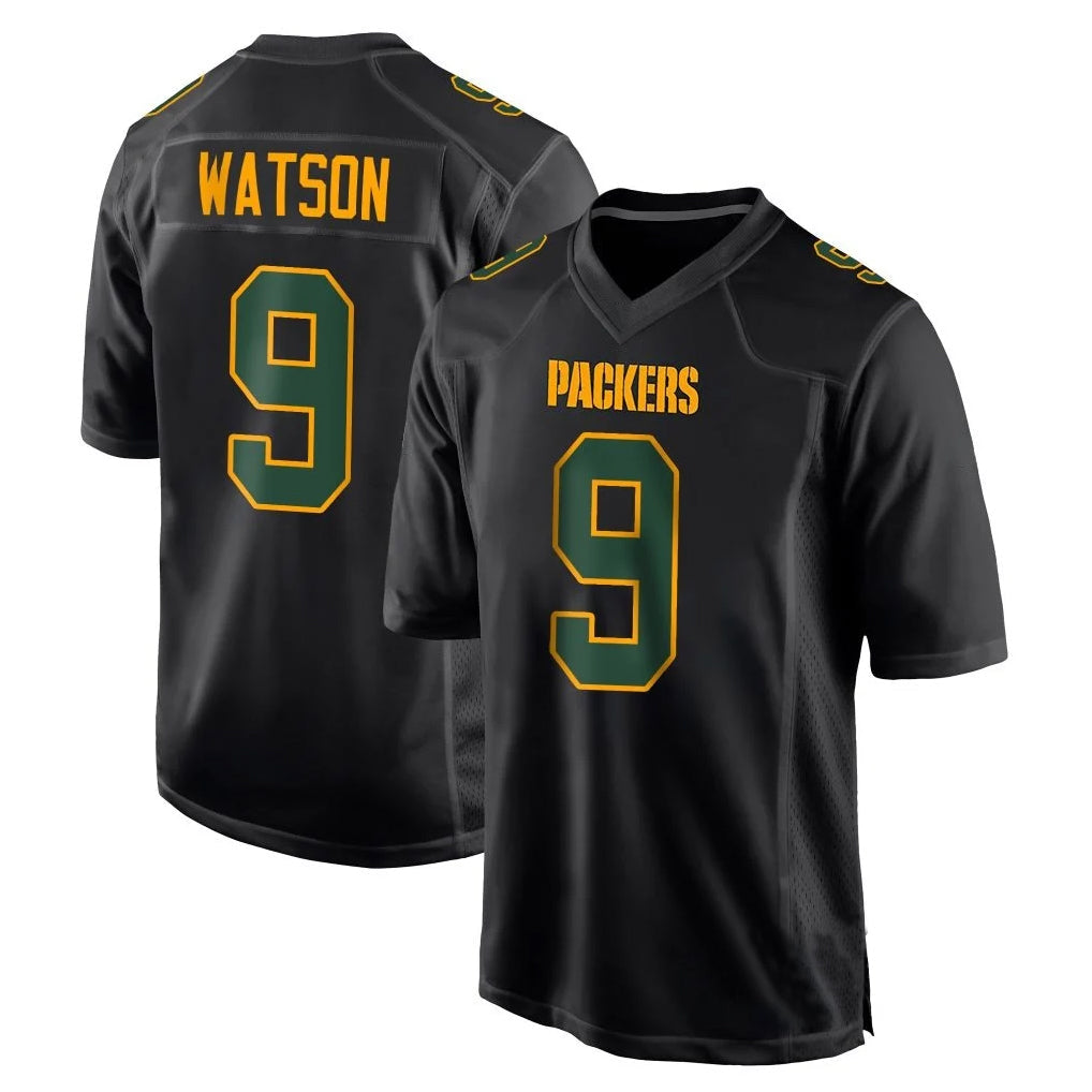 CAdoa GB.Packers #9 Christian Watson Player Black Fashion Home Game Stitched Jerseys