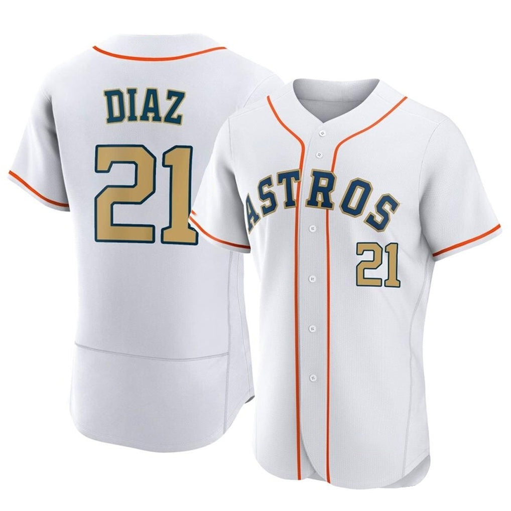 CAdoa H.Astros #21 Yainer Diaz Player Gold Collection Limited Elite Home Stitched Jerseys